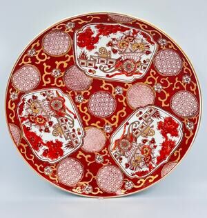 Antique Japanese Imari Arita Floral Porcelain Large Charger Platter